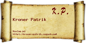 Kroner Patrik névjegykártya